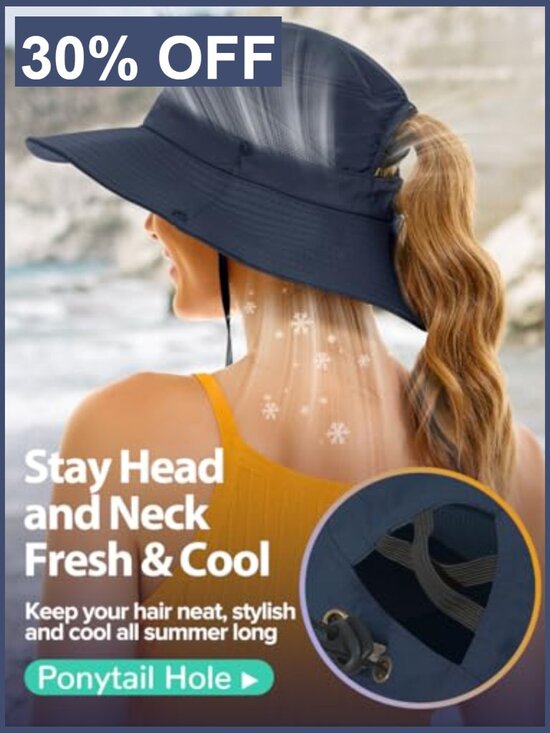 UV Protection Sun Hat with Ponytail Hole Waterproof Breathable for Hiking main image 6